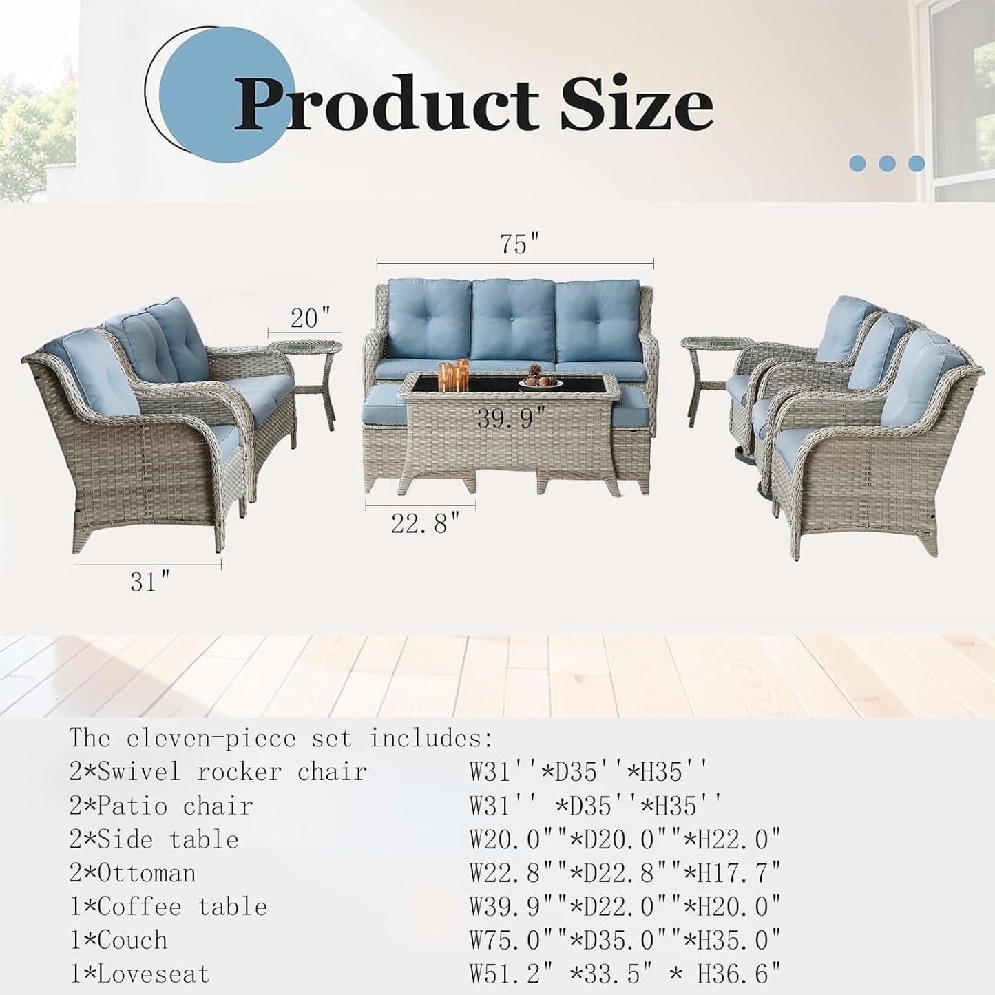 Luxurious 11-Piece Outdoor Furniture Set with Swivel Rockers