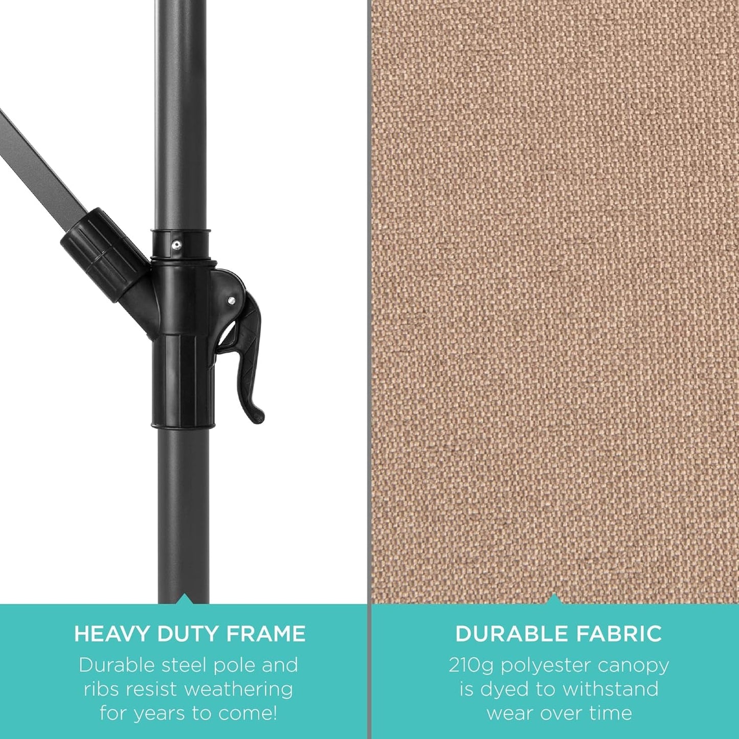 10 Foot Solar LED Offset Patio Umbrella With Easy Tilt Adjustment In