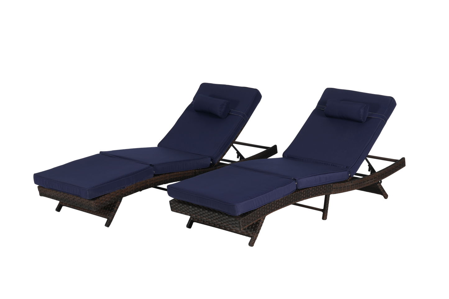 Outdoor Wicker Adjustable Reclining Lounge Chair Set – 2 Pieces