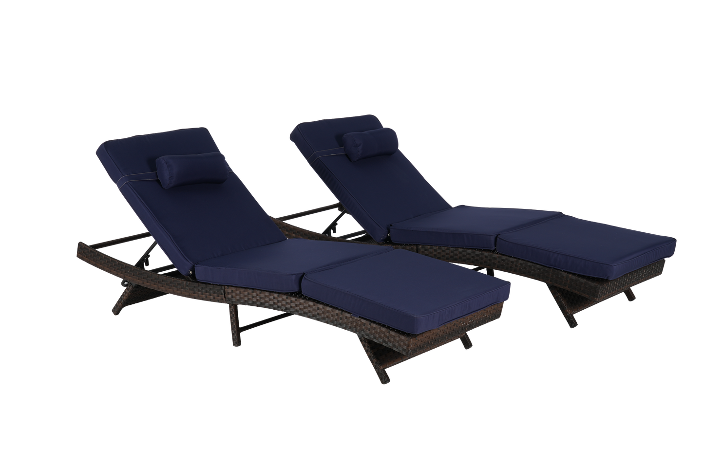 Outdoor Wicker Adjustable Reclining Lounge Chair Set – 2 Pieces