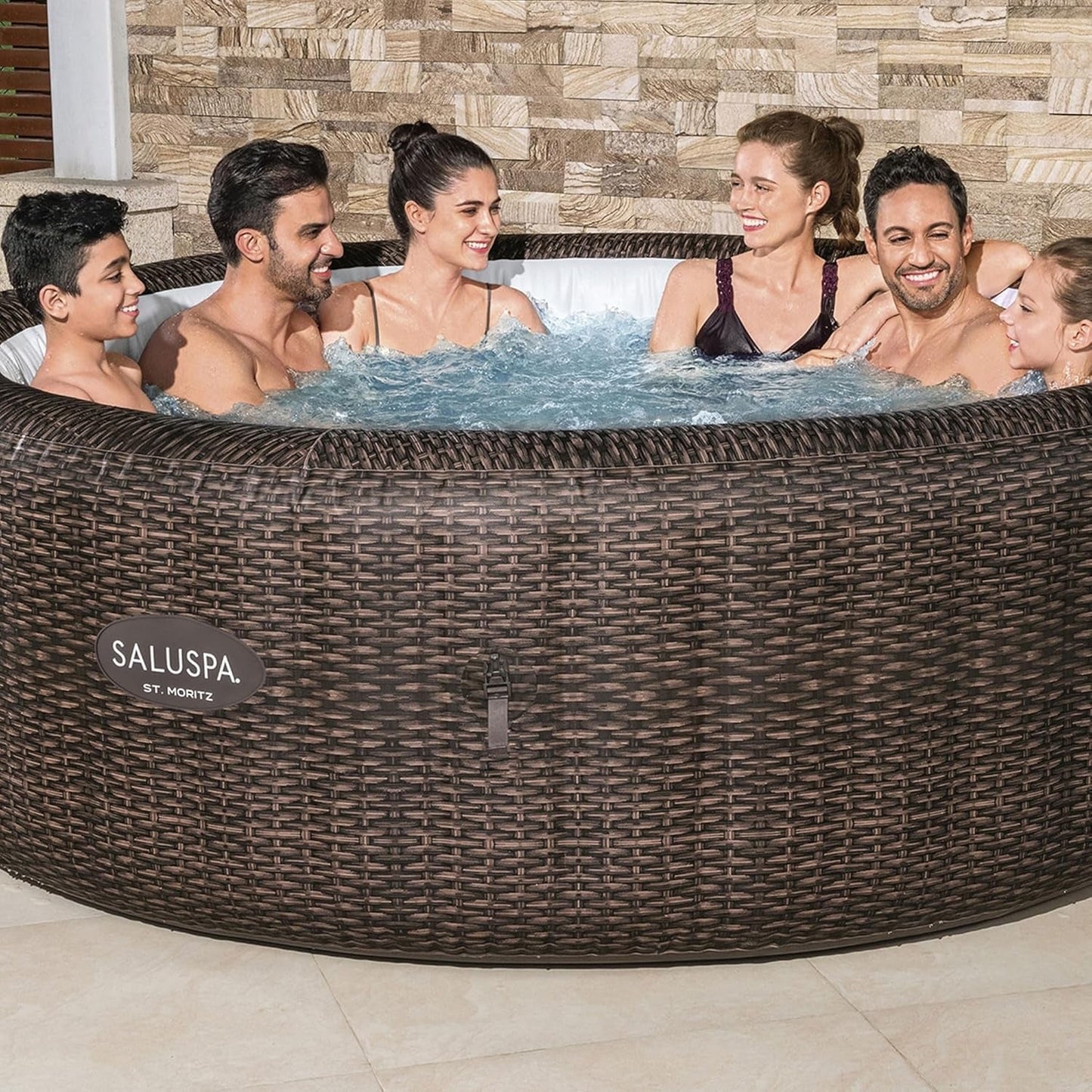 Spacious 7-Person Inflatable Hot Tub with 180 Jets