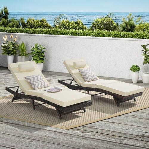 Outdoor Wicker Adjustable Reclining Lounge Chair Set – 2 Pieces