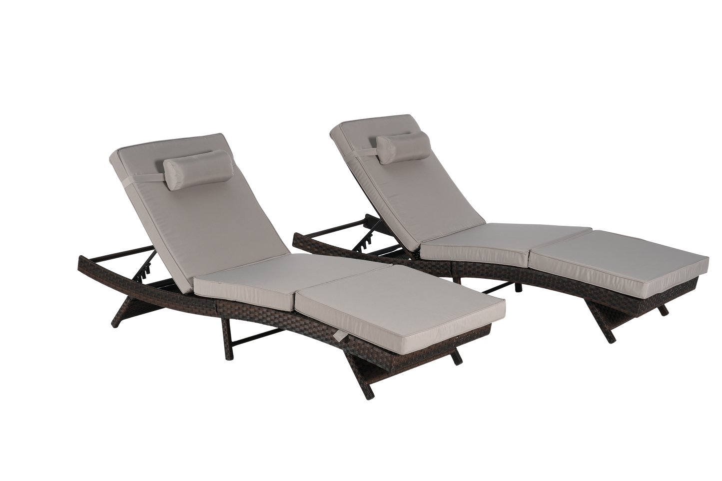 Outdoor Wicker Adjustable Reclining Lounge Chair Set – 2 Pieces