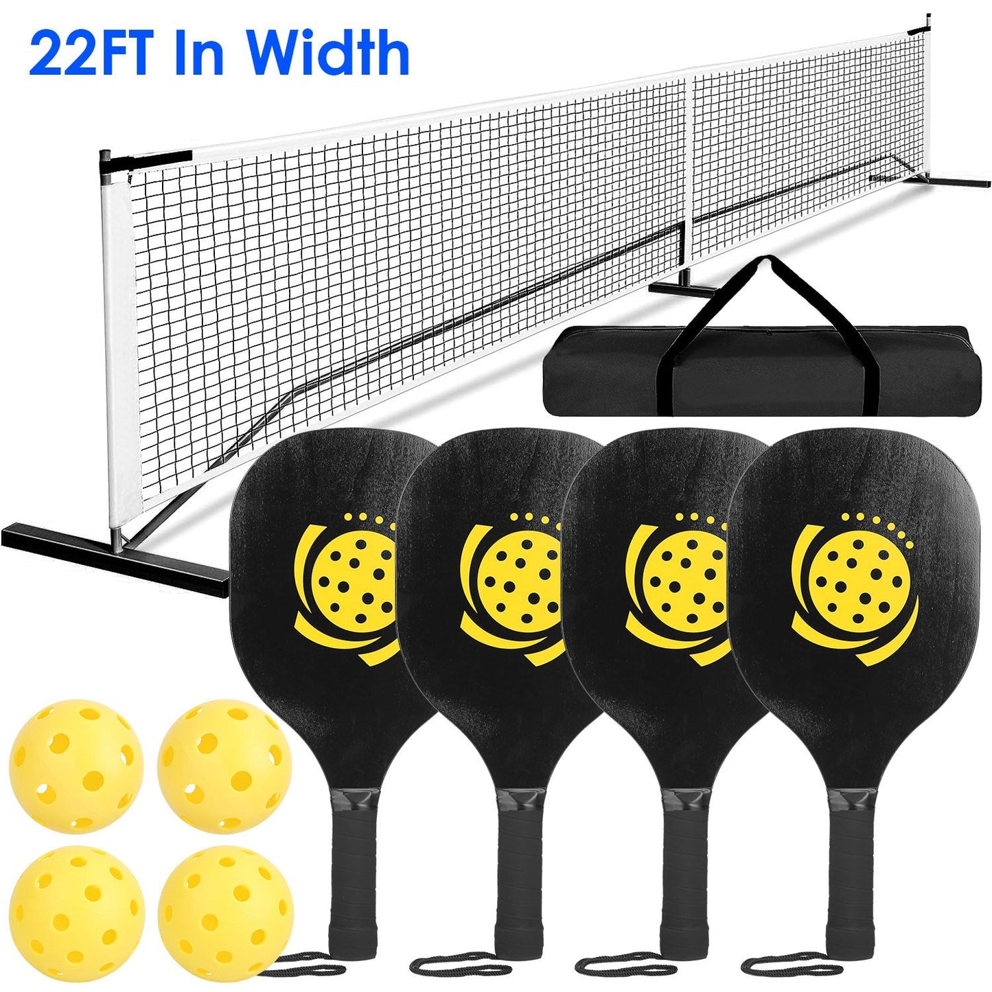Gbruno Portable Pickleball Net Set with Paddles and Balls