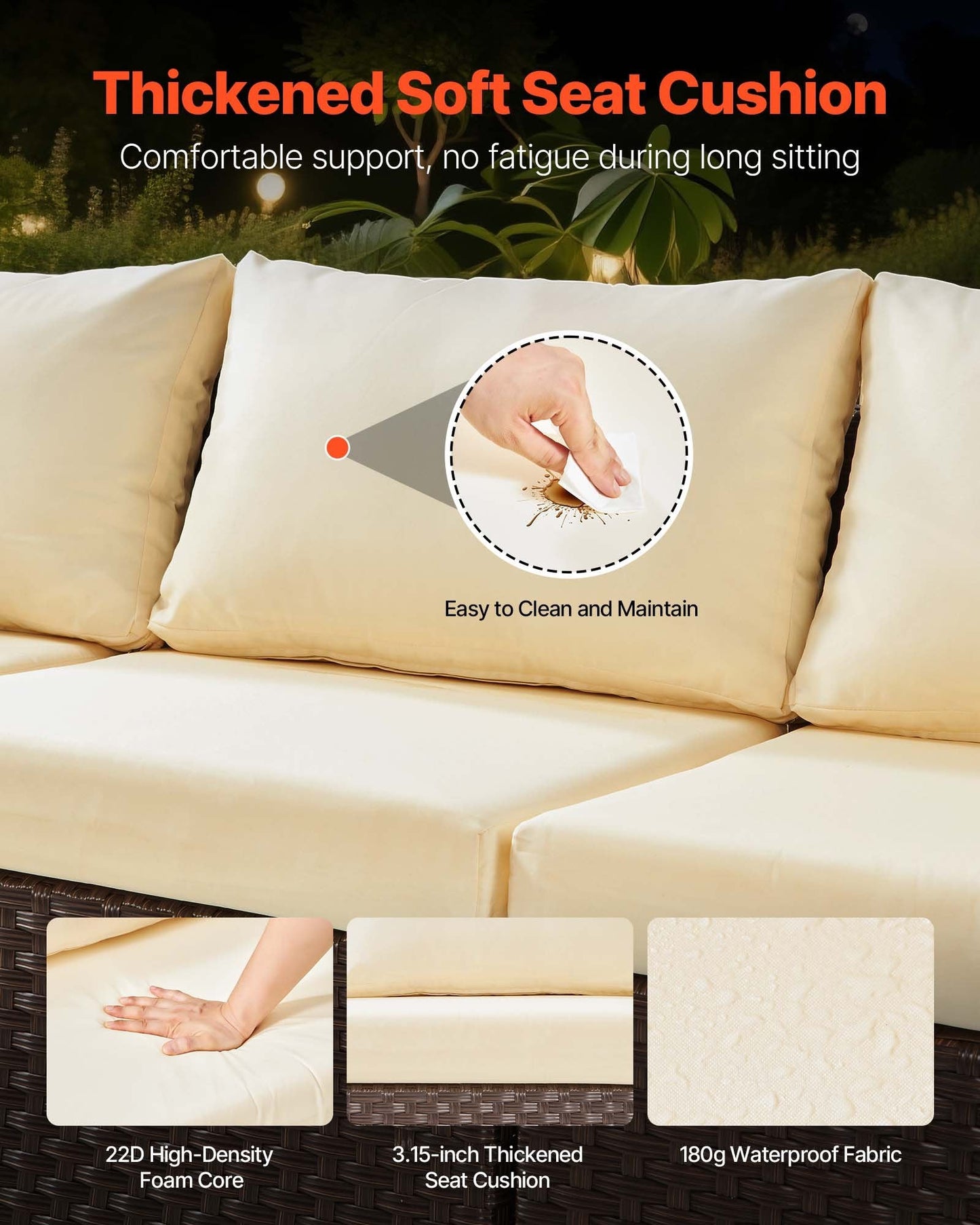 6-Piece Outdoor Patio Furniture Set, Wicker Rattan Outdoor Sectional