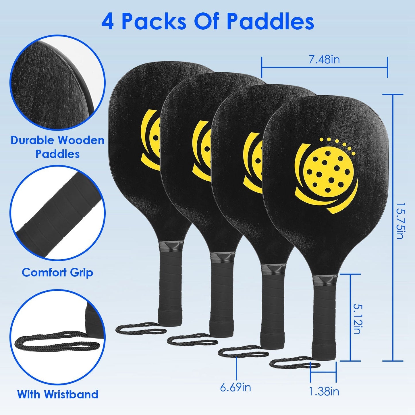 Gbruno Portable Pickleball Net Set with Paddles and Balls