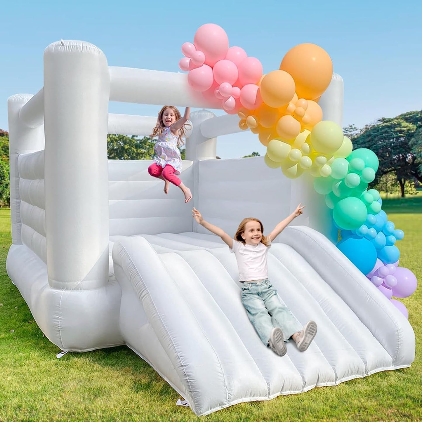 Large Inflatable White Bounce House for Kids and Adults