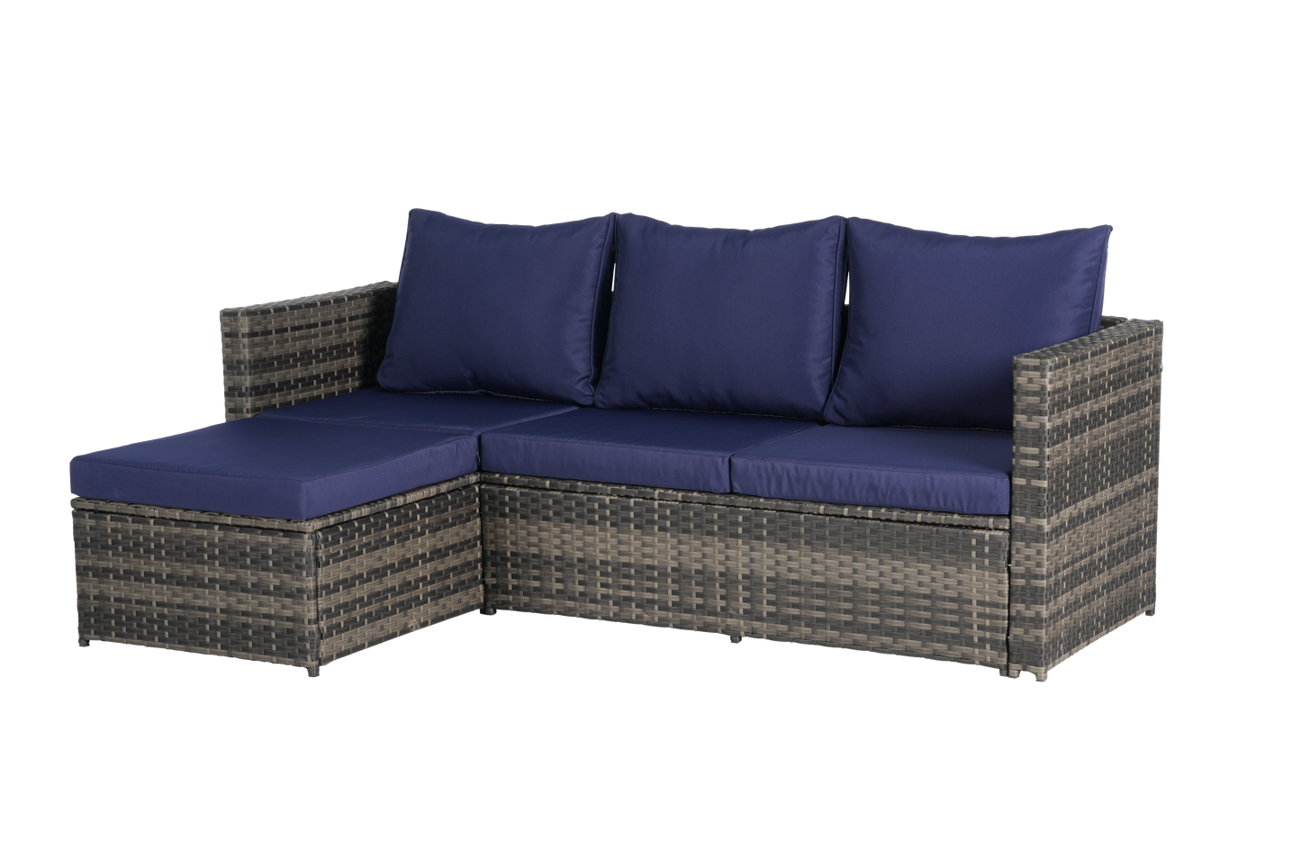 2 Piece Outdoor L-Shaped Wicker Patio Set – Sectional Sofa with