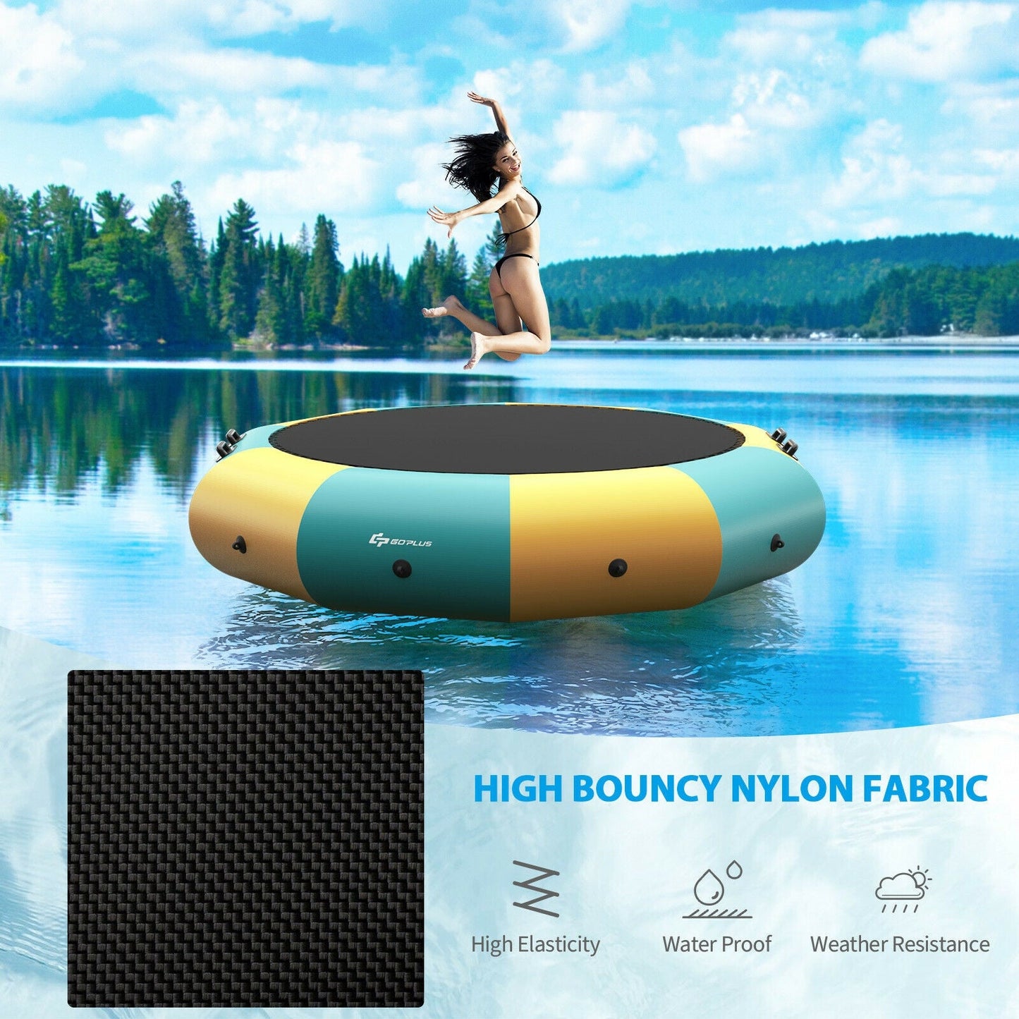 Gbruno 12 Feet Inflatable Yellow Water Bouncer Trampoline