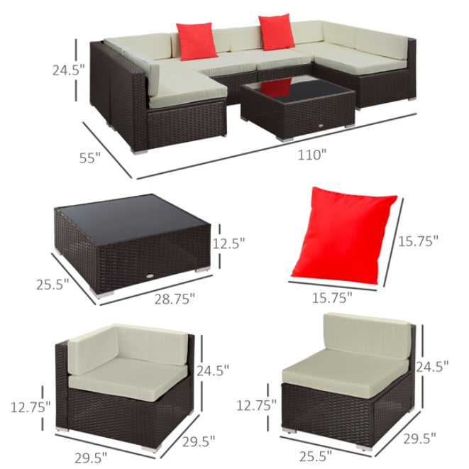 Pieces Outdoor Sectional Patio Furniture Set