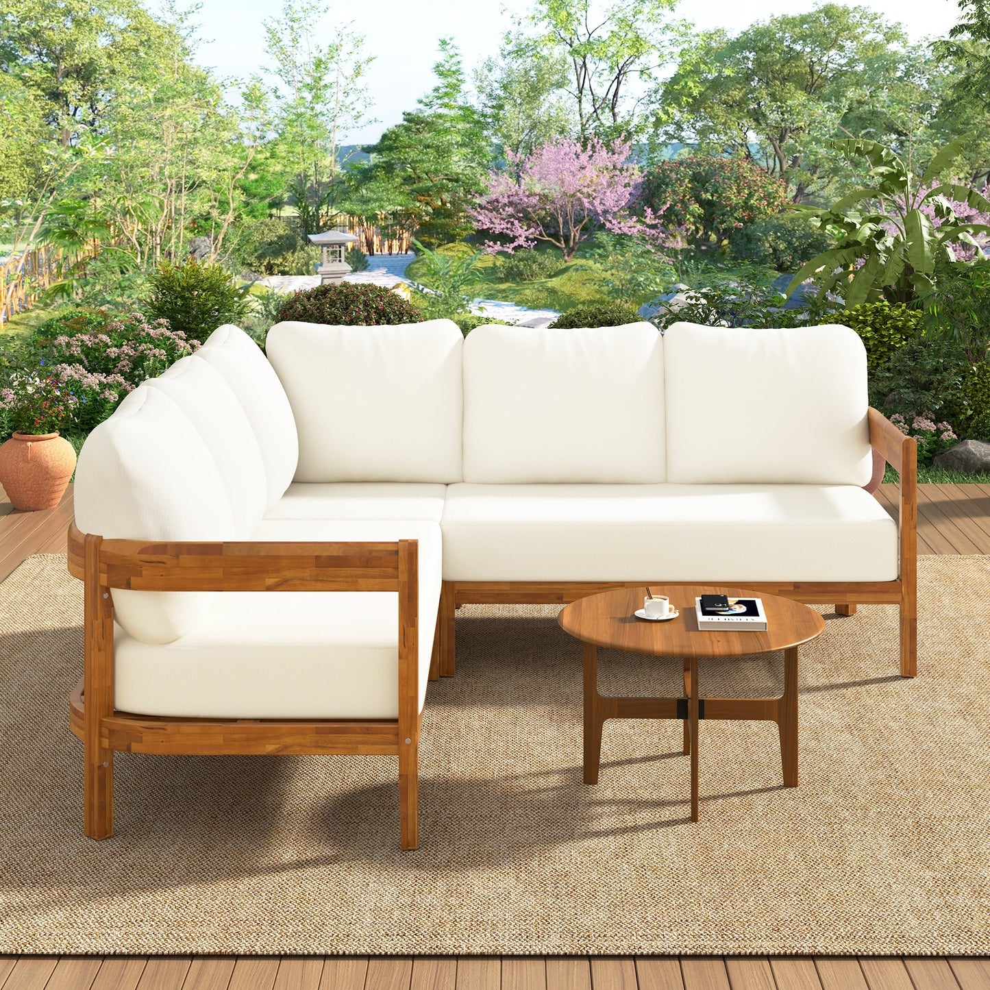 U_Style Acacia Solid Wood Patio Furniture Set