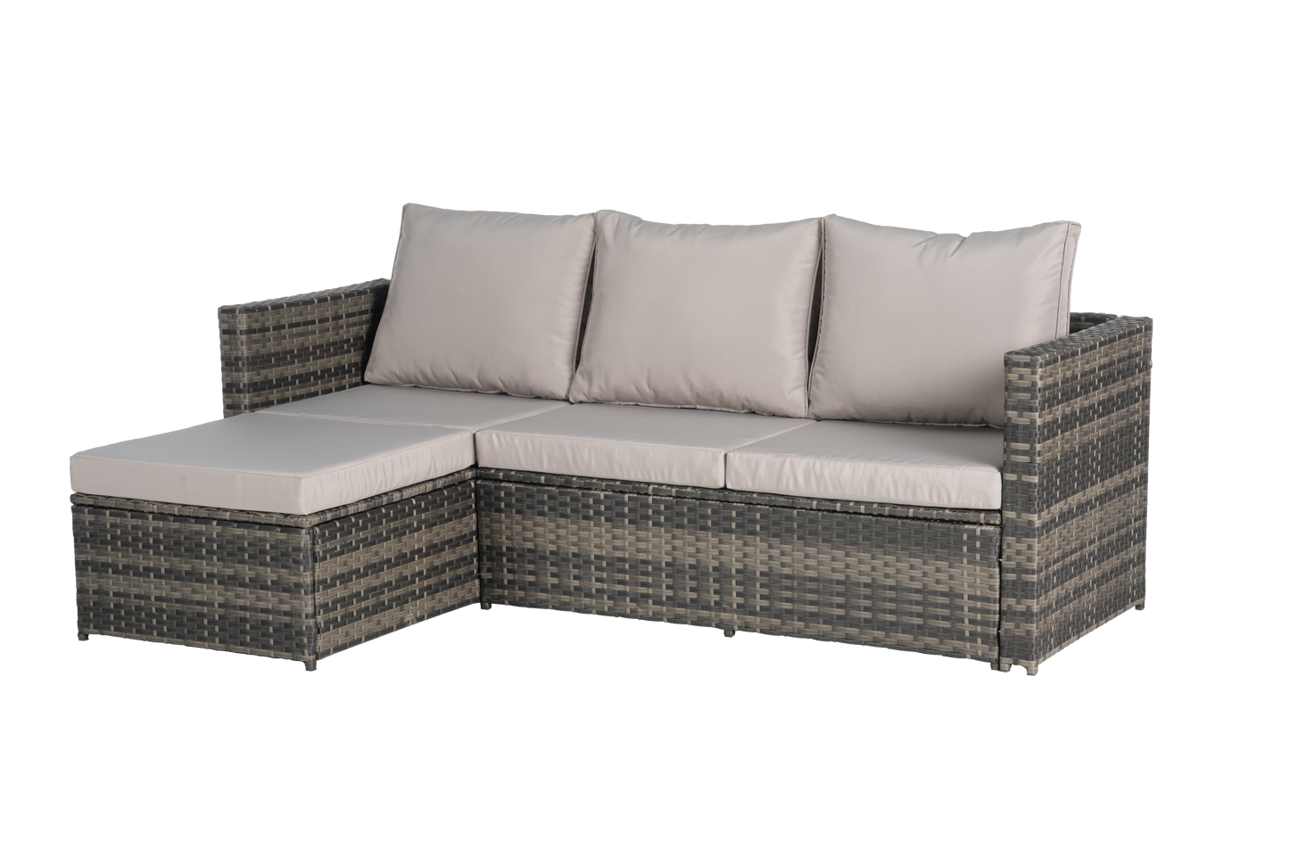 2 Piece Outdoor L-Shaped Wicker Patio Set – Sectional Sofa with