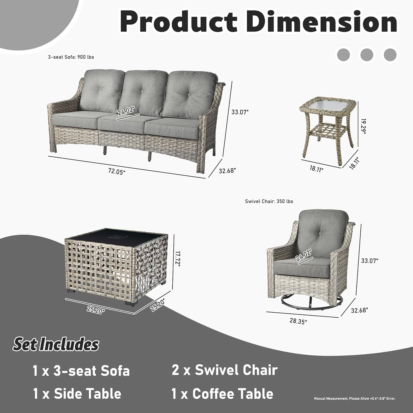 5-Piece All-Weather Patio Set with Swivel Chairs
