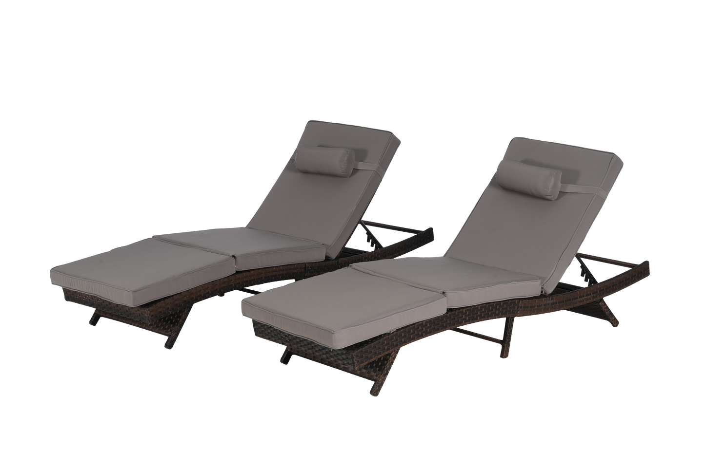 Outdoor Wicker Adjustable Reclining Lounge Chair Set – 2 Pieces