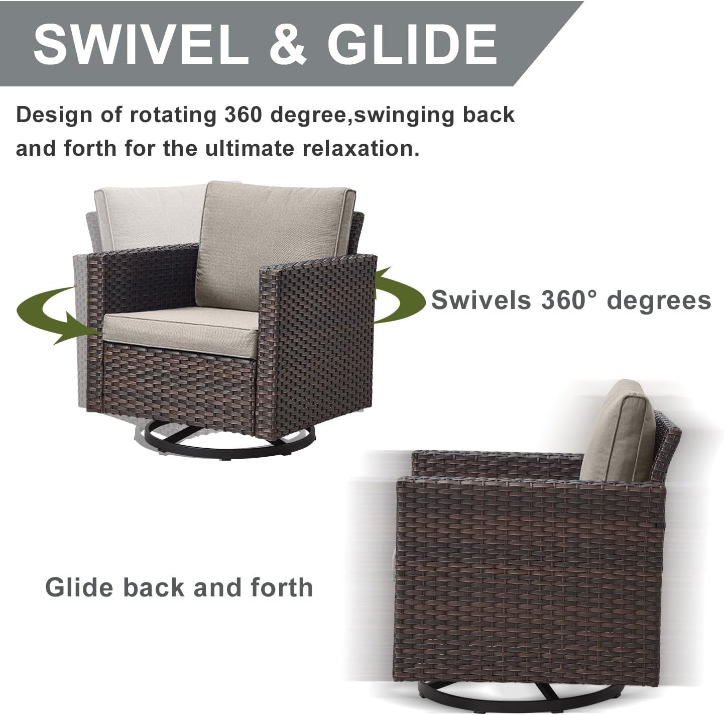 9 Piece Outdoor Patio Furniture Set with Swivel Rockers