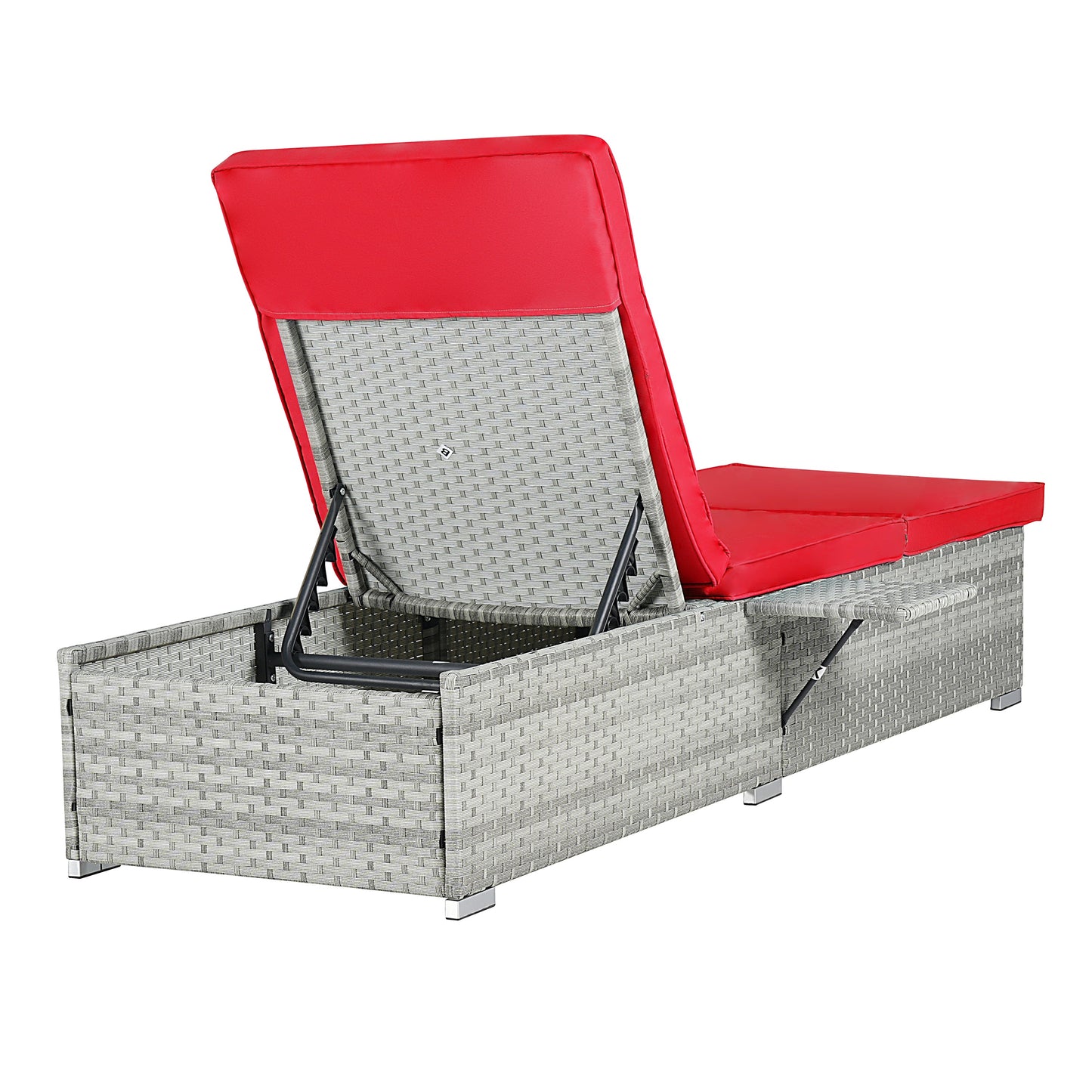 Premium Outdoor PE Rattan Adjustable Chaise Lounge Set with Table