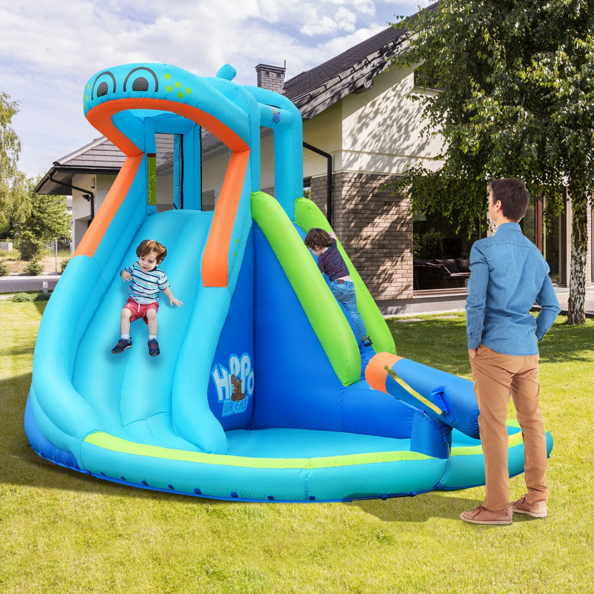 Gbruno Inflatable Water Pool with Splash Slide for Kids