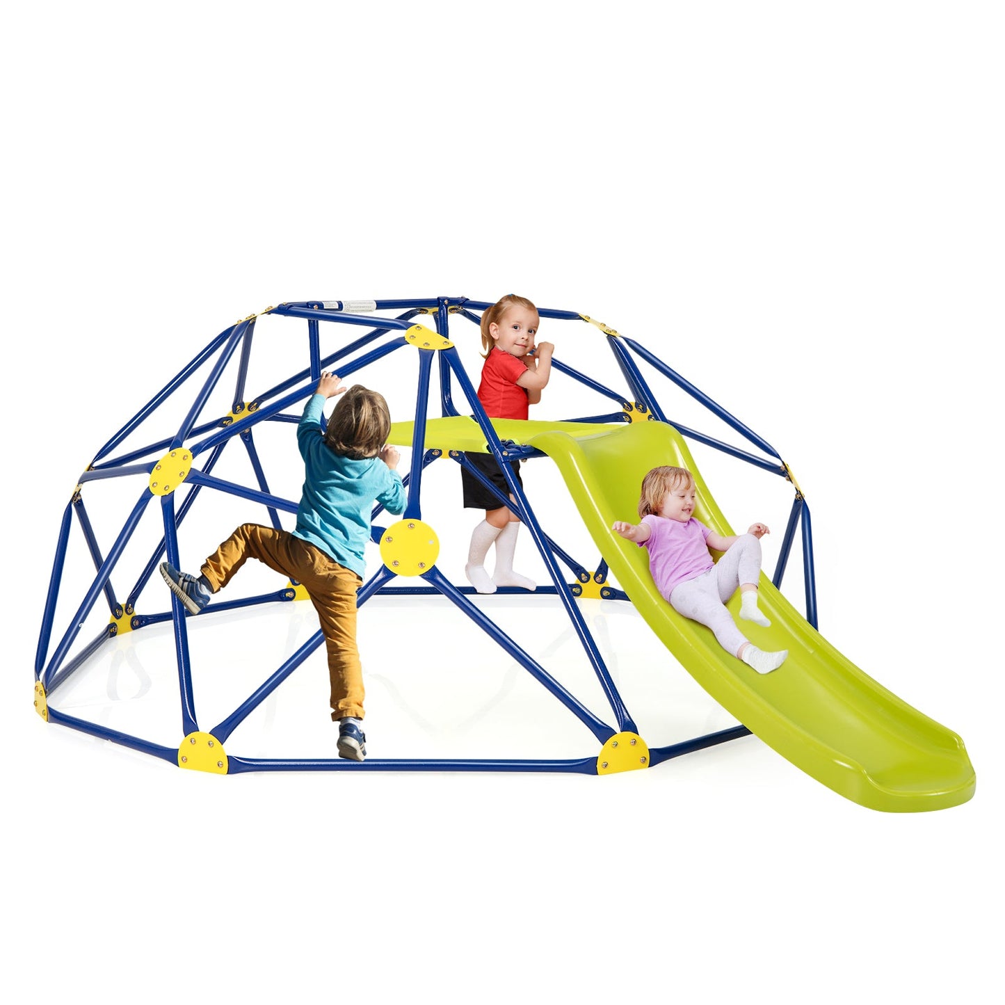 Kids Blue Climbing Dome with Slide and Cushion for Outdoor Fun