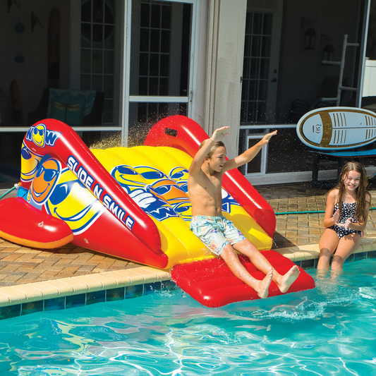 WOW Sports Slide N Smile Inflatable Pool Slide with Sprinklers for