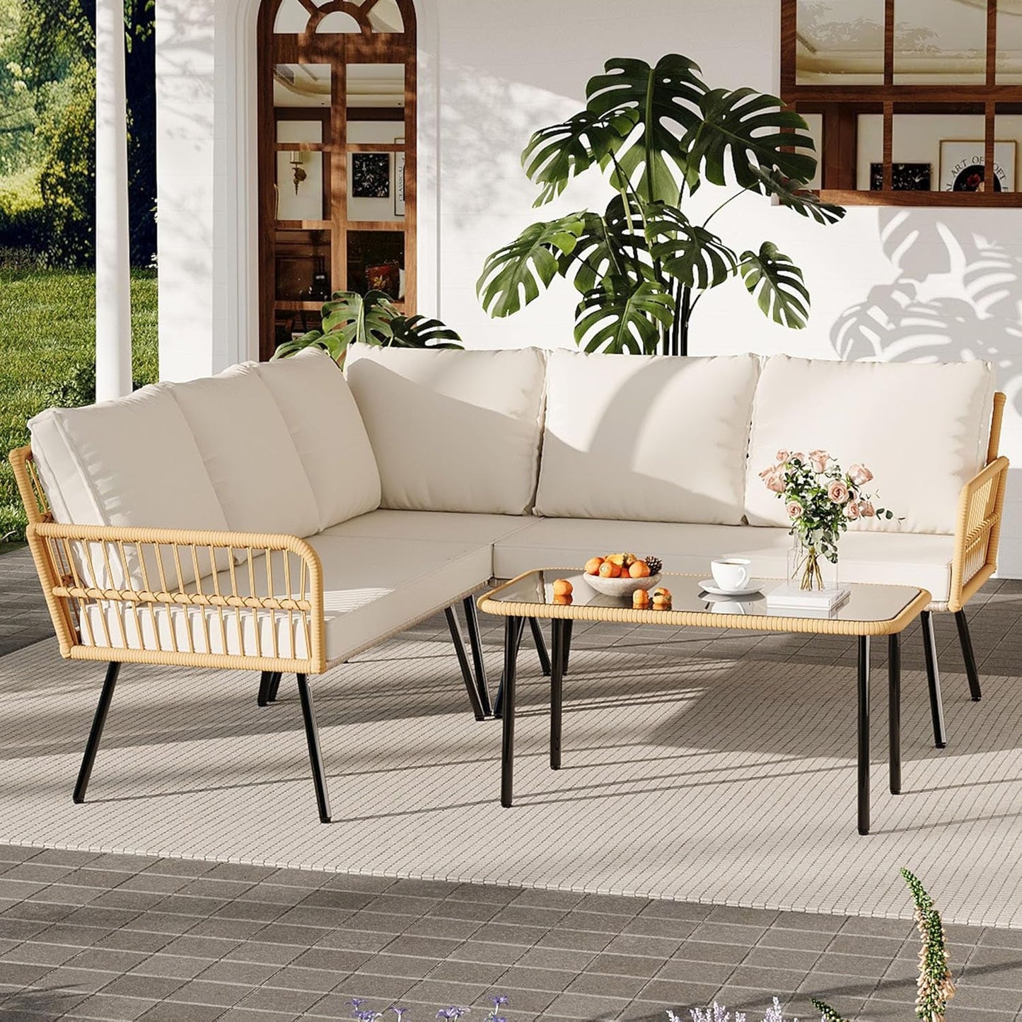 Wicker Patio Furniture Set with Cushions for Outdoor