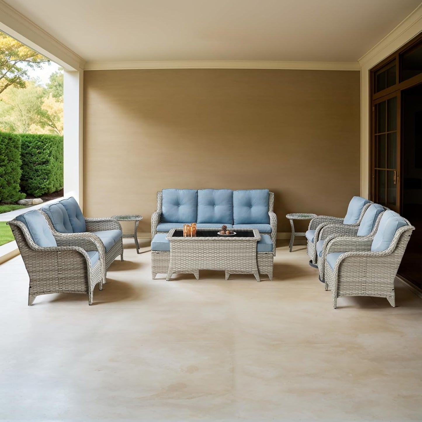 Luxurious 11-Piece Outdoor Furniture Set with Swivel Rockers