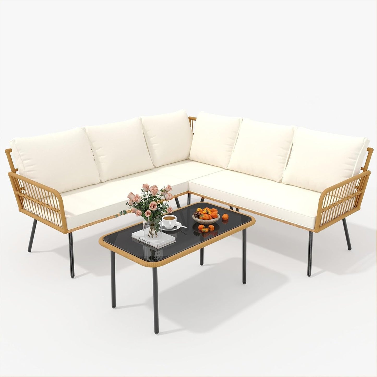 Wicker Patio Furniture Set with Cushions for Outdoor
