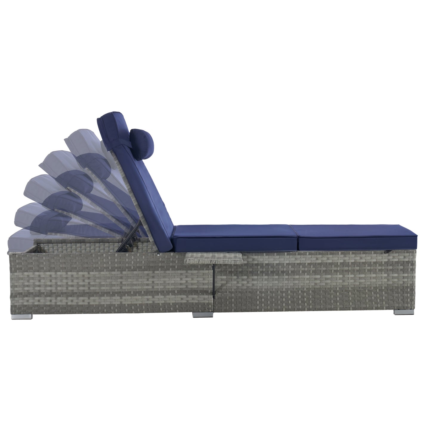 Premium Outdoor PE Rattan Adjustable Chaise Lounge Set with Table