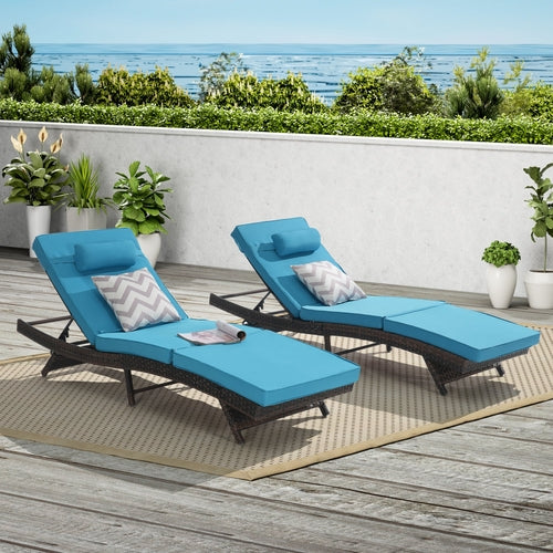 Outdoor Wicker Adjustable Reclining Lounge Chair Set – 2 Pieces