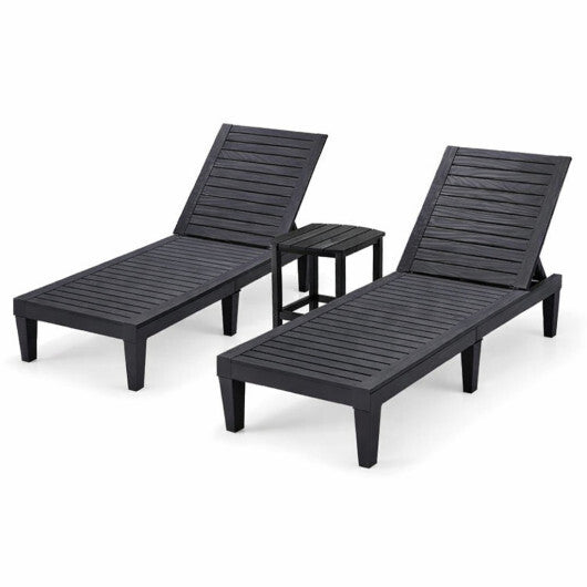 3-Piece Adjustable Chaise Lounge Set with 2 Recliners and Side Table