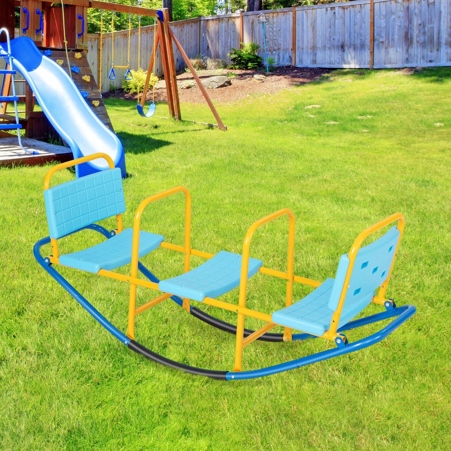 Gbruno Kids Outdoor Swivel Teeter Seesaw - Blue
