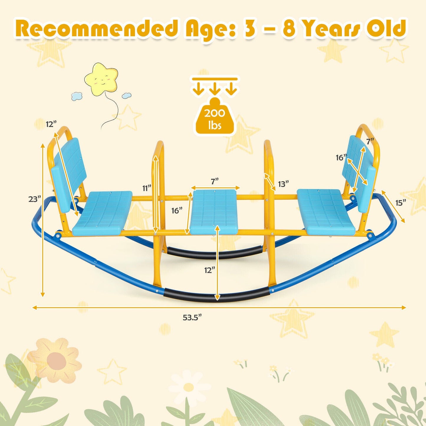 Gbruno Kids Outdoor Swivel Teeter Seesaw - Blue