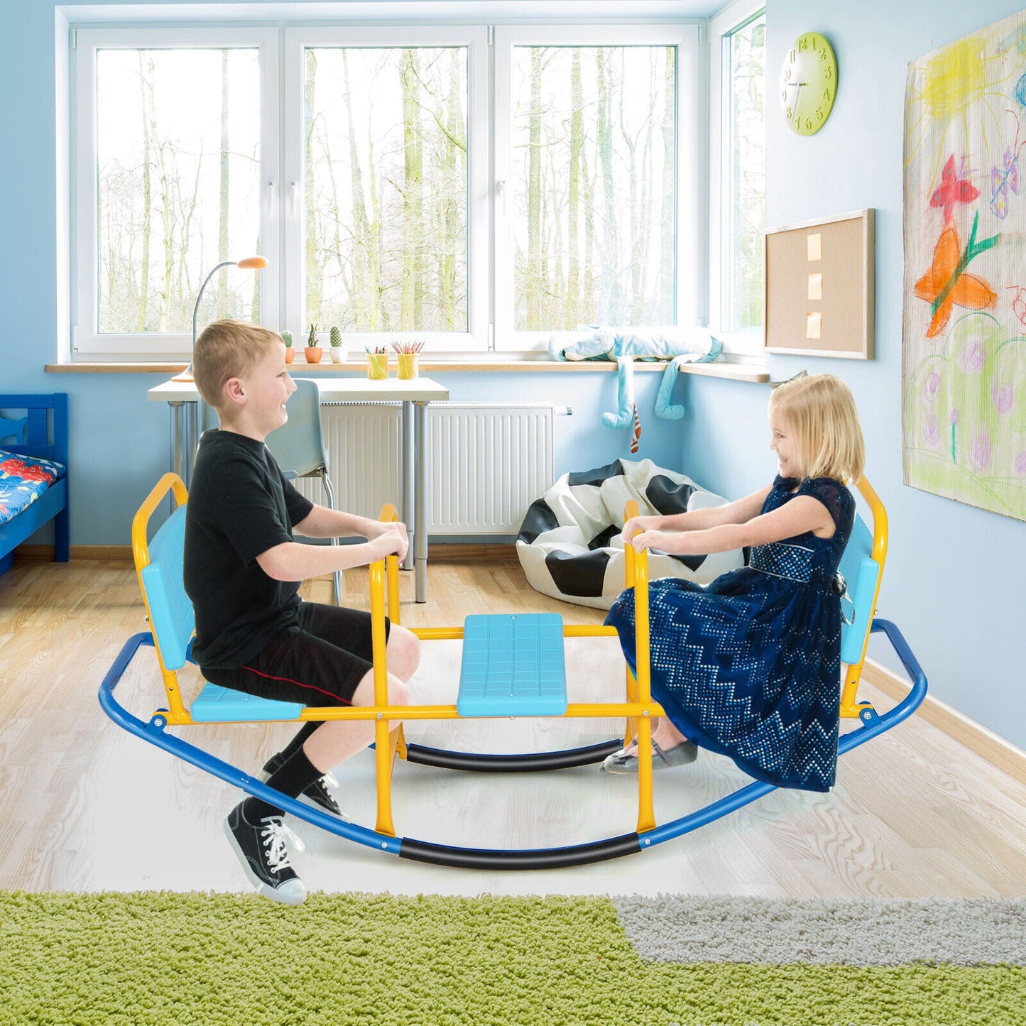 Gbruno Kids Outdoor Swivel Teeter Seesaw - Blue