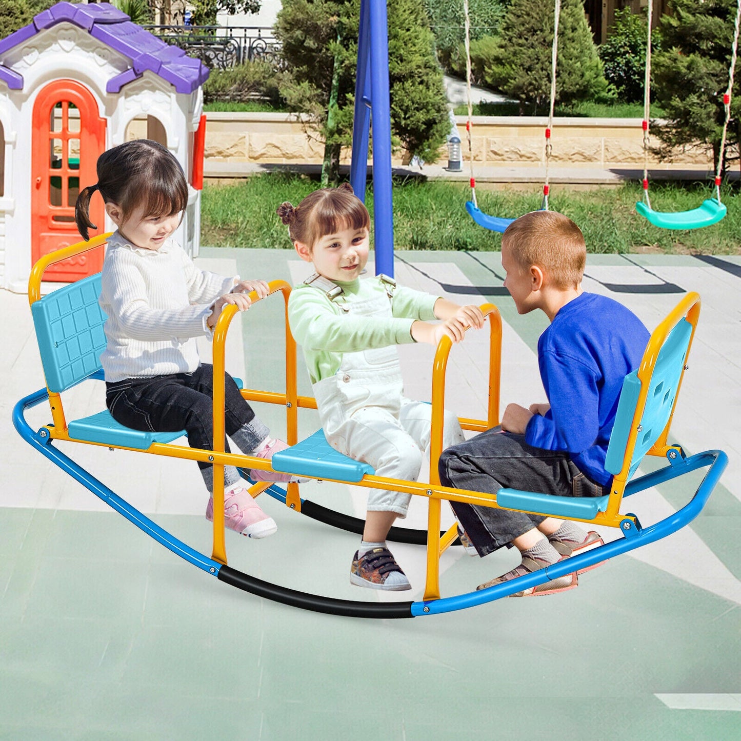 Gbruno Kids Outdoor Swivel Teeter Seesaw - Blue
