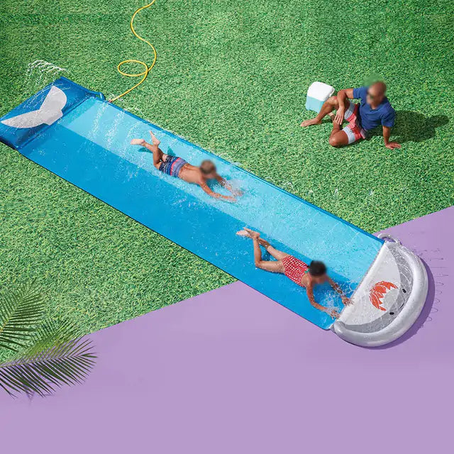 Ultimate 18ft Shark Double Lawn Water Slide
