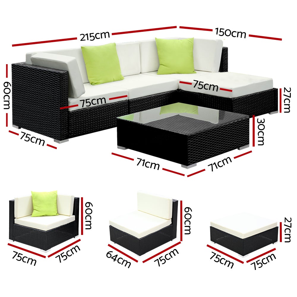 Gardeon 5PC Luxury Wicker Outdoor Sofa Set