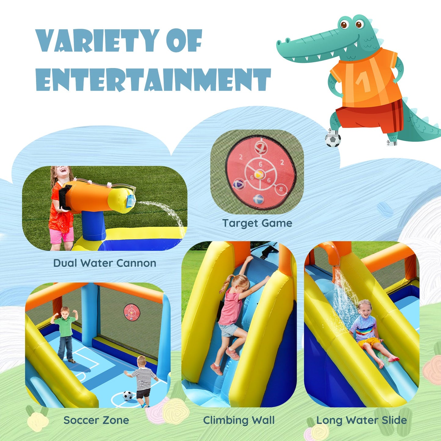 Gbruno Giant Soccer-Themed Inflatable Water Slide