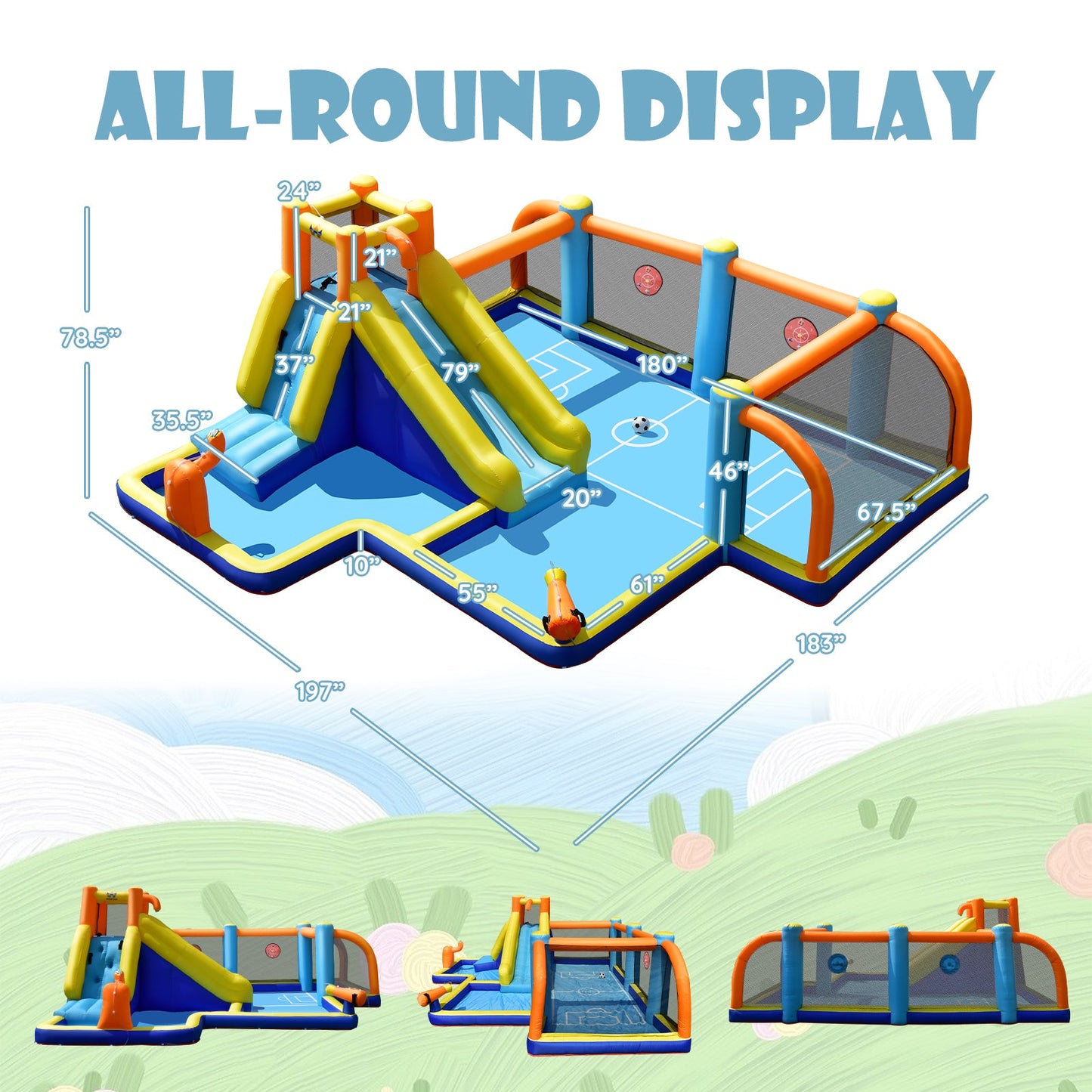 Gbruno Giant Soccer-Themed Inflatable Water Slide