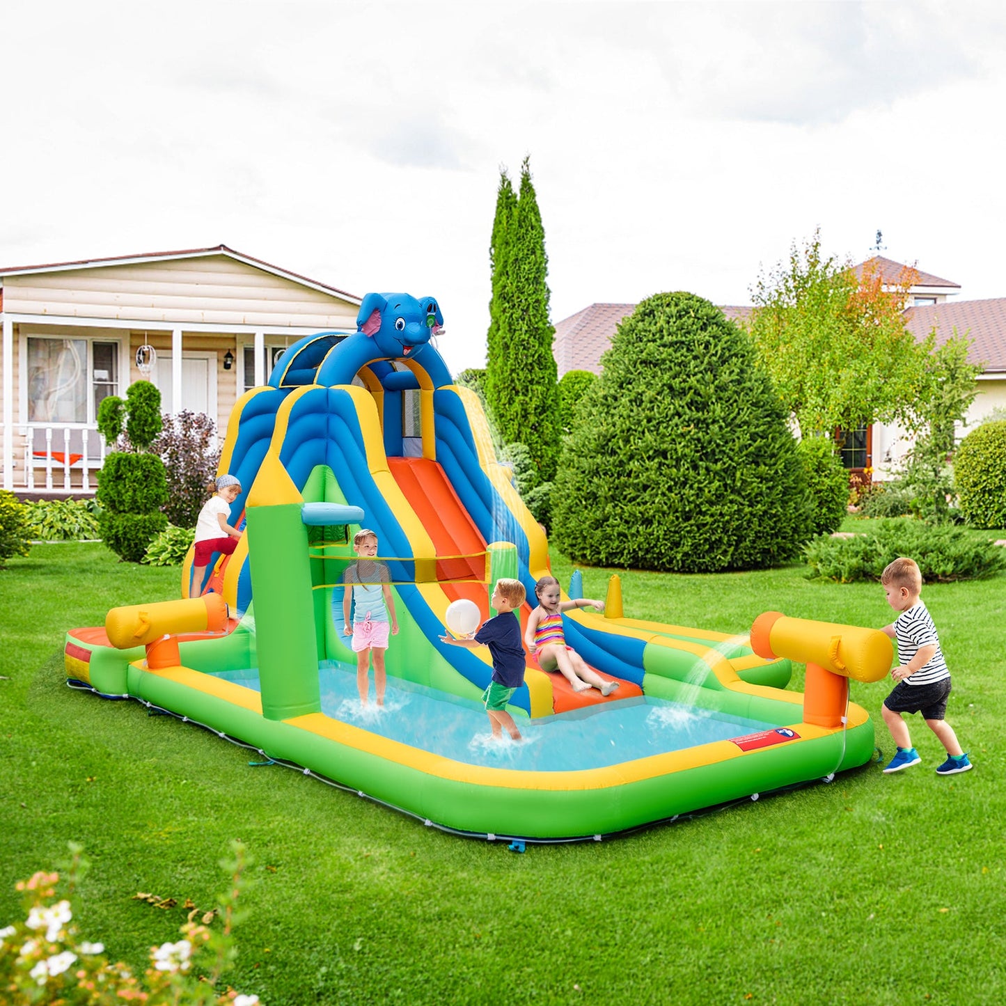 Gbruno Ultimate Inflatable Water Slide with Splash Pool & Climbing Wall