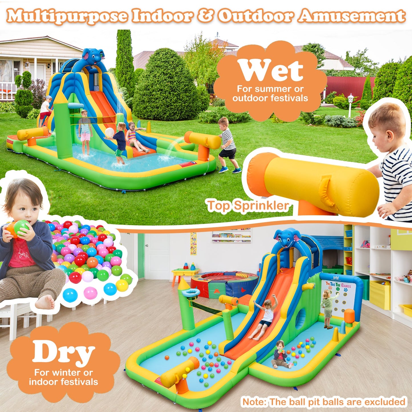Gbruno Ultimate Inflatable Water Slide with Splash Pool & Climbing Wall