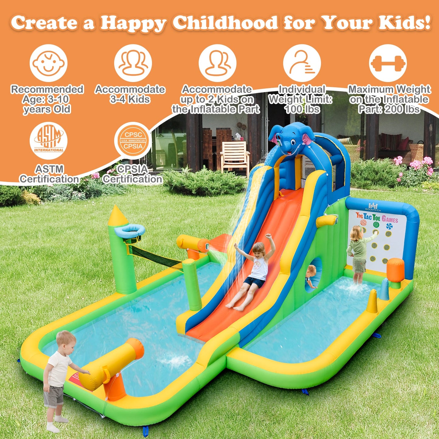 Gbruno Ultimate Inflatable Water Slide with Splash Pool & Climbing Wall