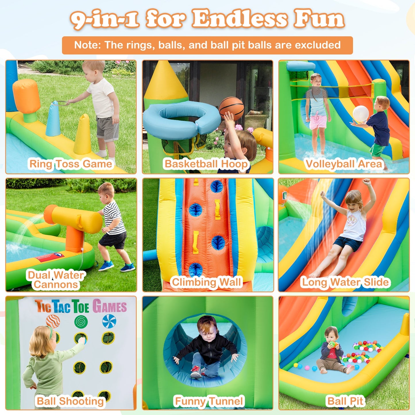 Gbruno Ultimate Inflatable Water Slide with Splash Pool & Climbing Wall