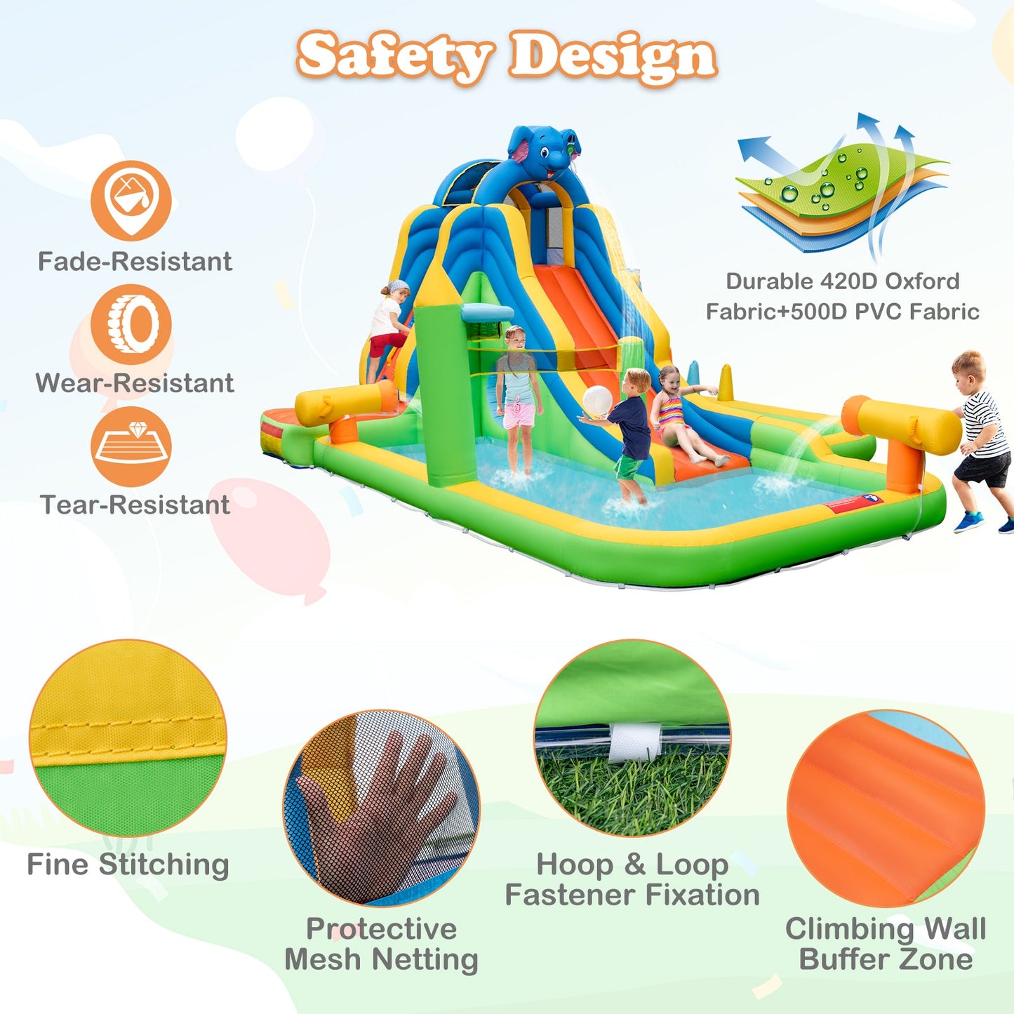 Gbruno Ultimate Inflatable Water Slide with Splash Pool & Climbing Wall