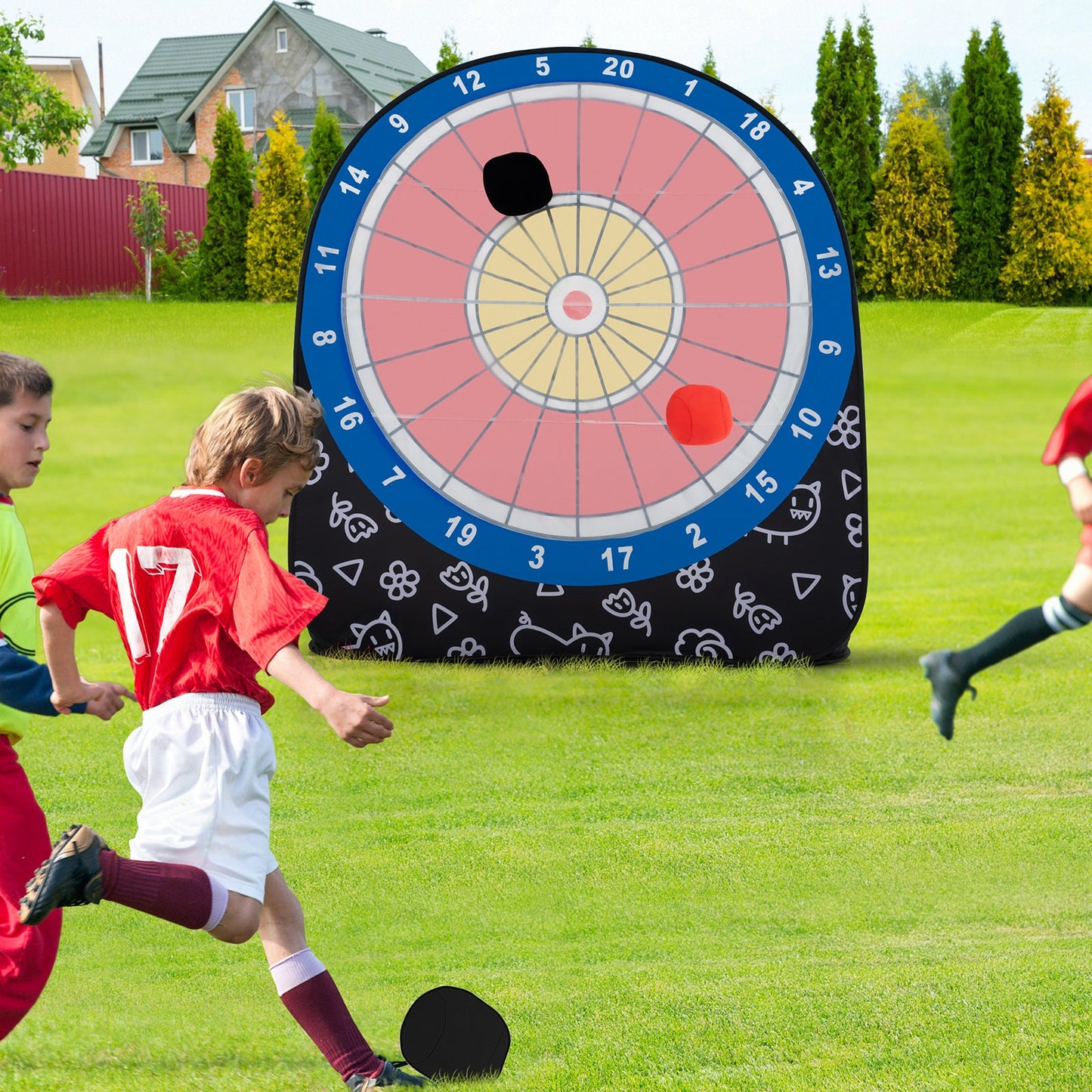 Gbruno Large Outdoor Dart Board Set with 4 Kick Balls for Kids