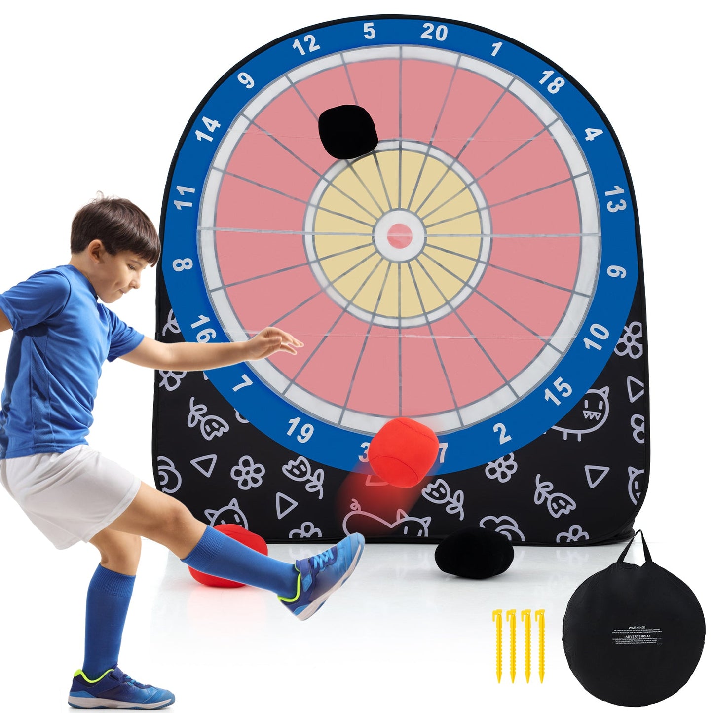 Gbruno Large Outdoor Dart Board Set with 4 Kick Balls for Kids