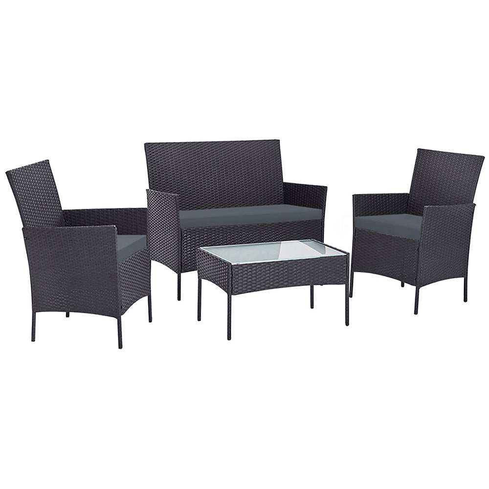 Gardeon 4-Piece Rattan Outdoor Lounge Set with Table
