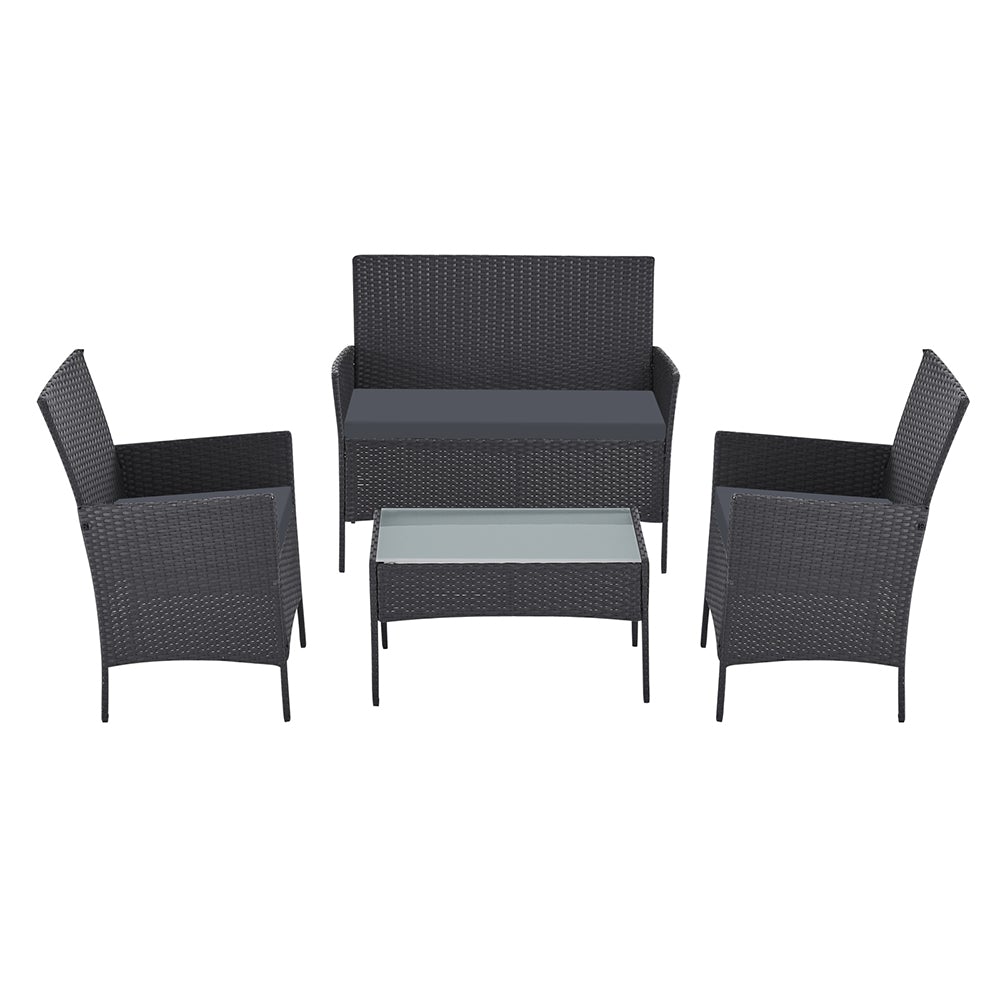 Gardeon 4-Piece Rattan Outdoor Lounge Set with Table
