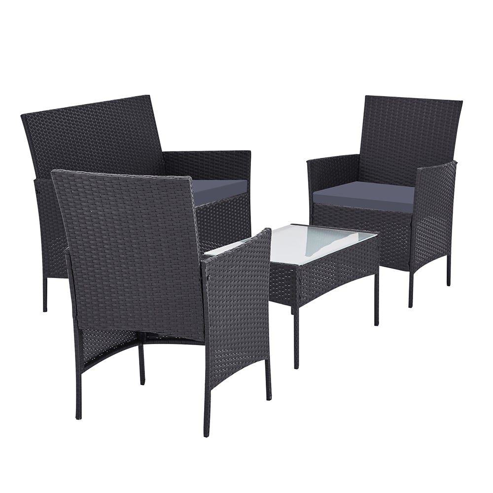 Gardeon 4-Piece Rattan Outdoor Lounge Set with Table