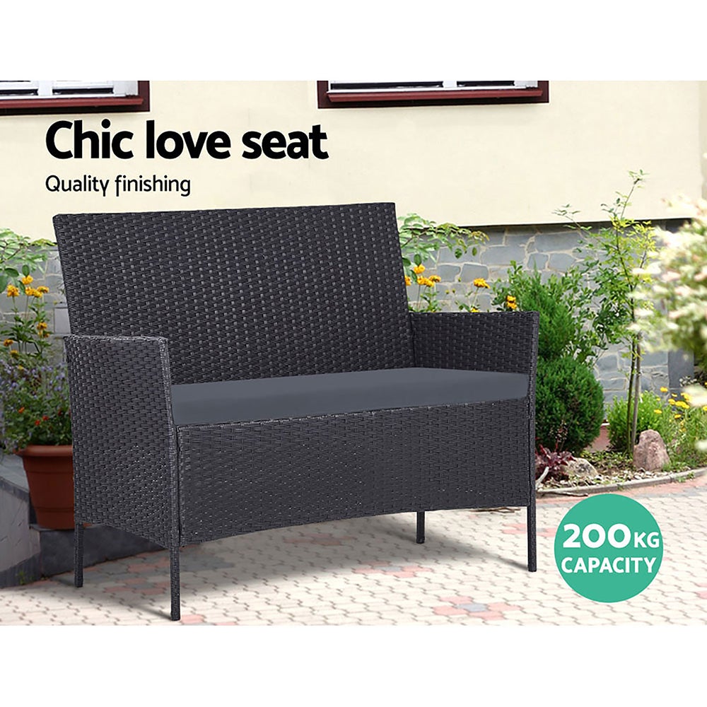 Gardeon 4-Piece Rattan Outdoor Lounge Set with Table