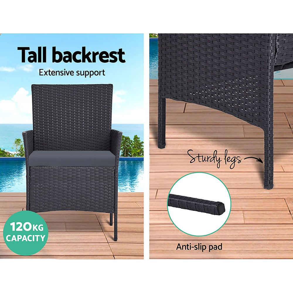 Gardeon 4-Piece Rattan Outdoor Lounge Set with Table