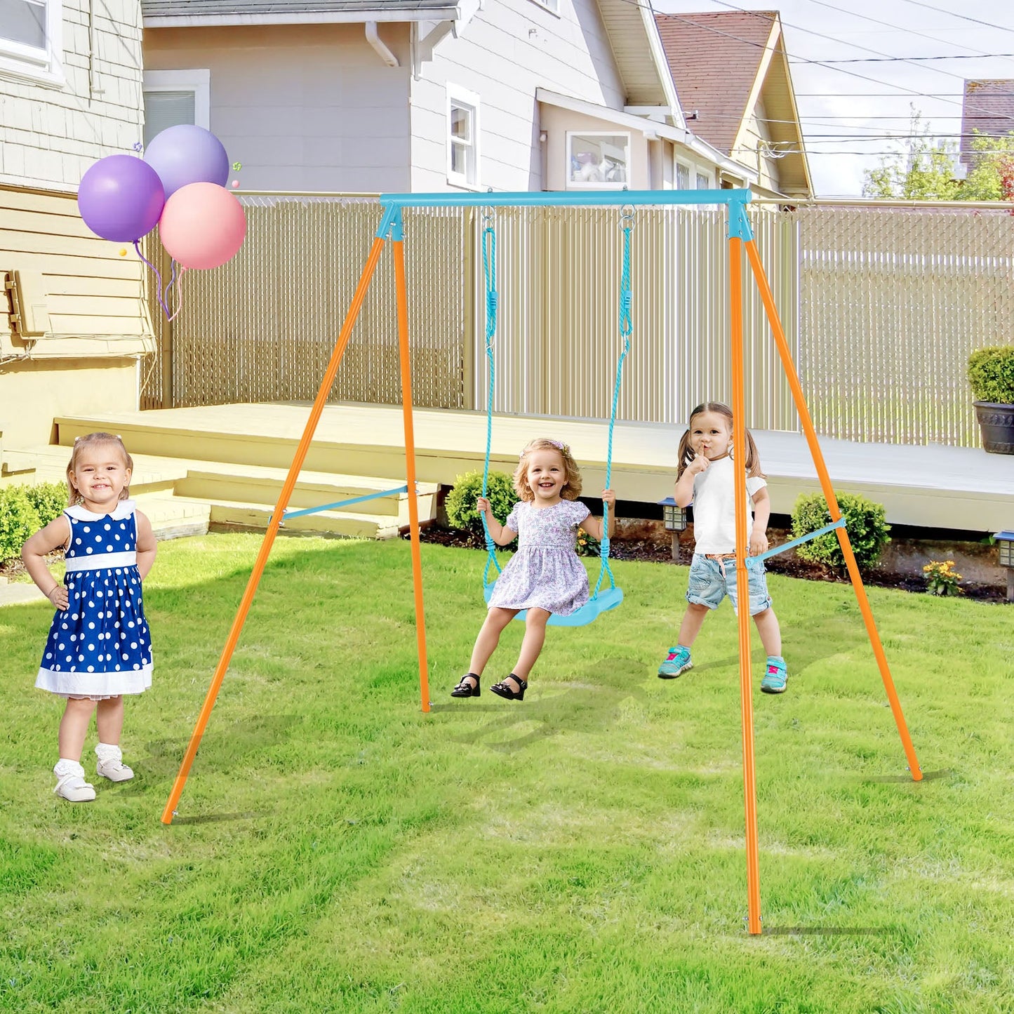 Gbruno Heavy Duty Metal Toddler Swing Set - Orange